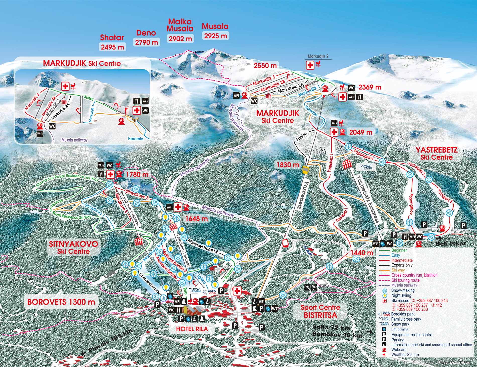 Карта трасс горнолыжного курорта Боровец
